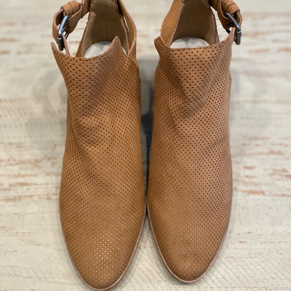 Dolce Vita Perforated Tan Leather Ankle Booties